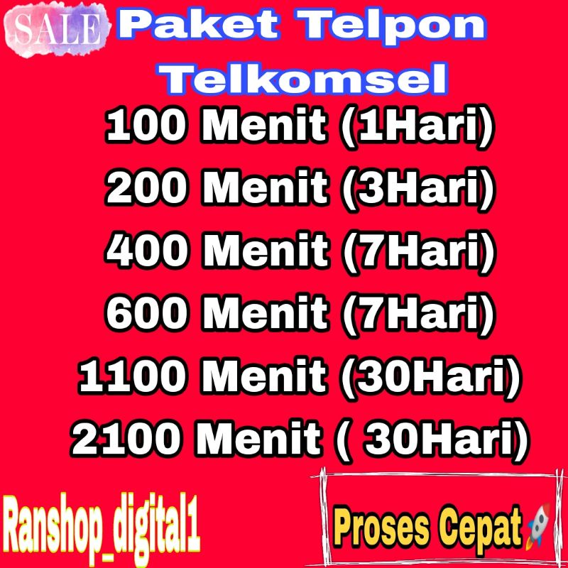 Isi Ulang Paket Nelpon Telkomsel 1100 menit 2100 Menit 30Hari | Paket Sms