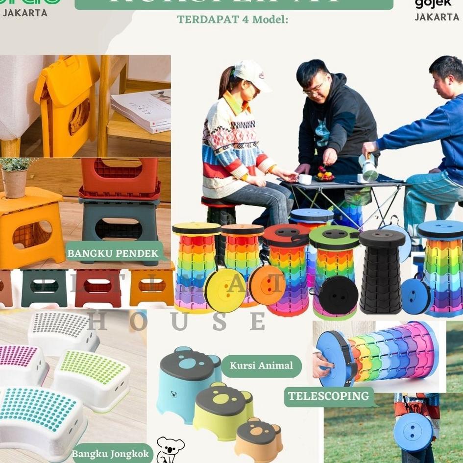 ▼ Kursi Lipat Portable Telescopic Telescoping Kursi Lipat Pendek Kursi Jongkok Bangku Jengkok Dapur 