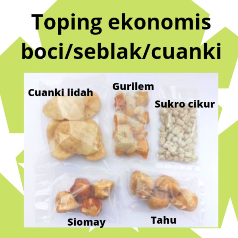 

Toping ekonomis,toping baso aci,seblak,cuanki,baso aci,mie ayam(OLAHAN DAPUR NGARONYOK)