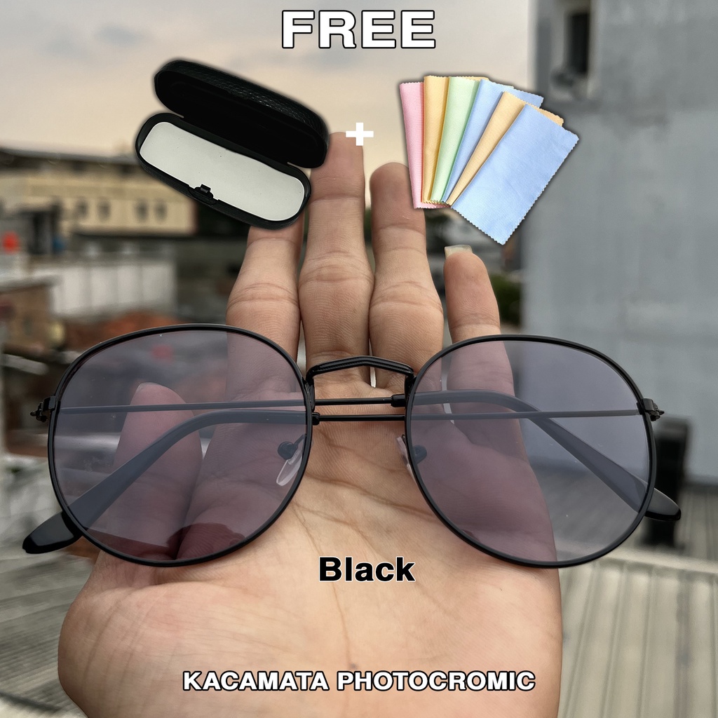 PROMO -BISA COD ( BAYAR DITEMPAT ) KACAMATA PHOTOCROMIC 1920 FREE BOX /  Lensa Photocromic Kacamata Berubah Warna Style Kacamata Anti Radiasi Blueray Unisex