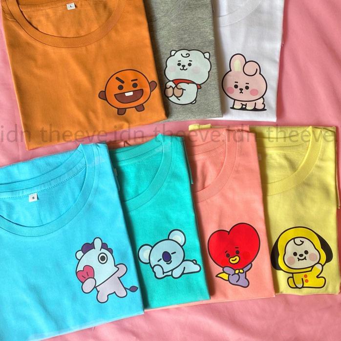 (COD) Theeve KAOS TSHIRT BTS BT21 I Atasan Korea Anak Dewasa Wanita Pria Unisex Oversize Jumbo Bigsi