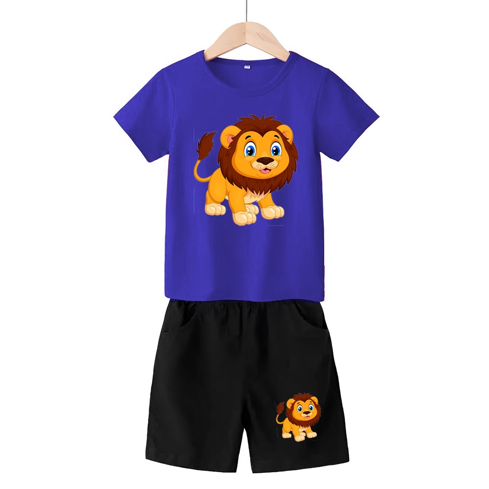 Baju Stelan 3/4 Anak Lion Cowok Cewek  Usia 1 - 4 Tahun Celana Pendek Harian