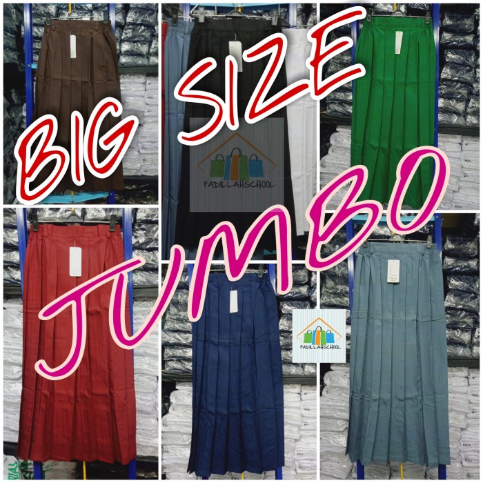 Rok Sekolah SD/SMP/SMA Jumbo Panjang Rempel Seragam Sekolah - Merah, XL