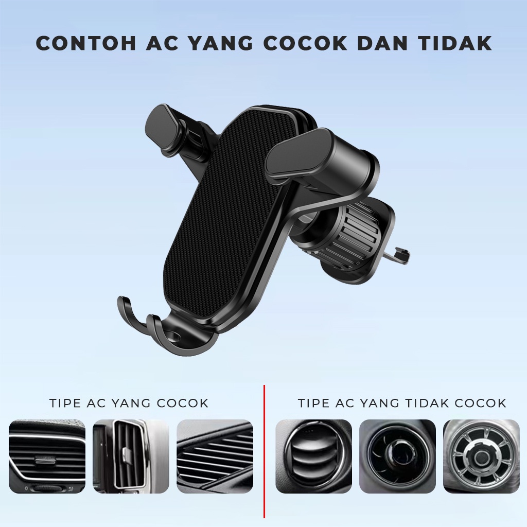 Holder Hp AC Mobil Stand Penjepit Handphone Mini Car Air Vent Penyangga Ponsel Di Ventilasi Phone Holder Tempat Dudukan Hape Flexibel Putar NB62 | GROSIRXPRESS