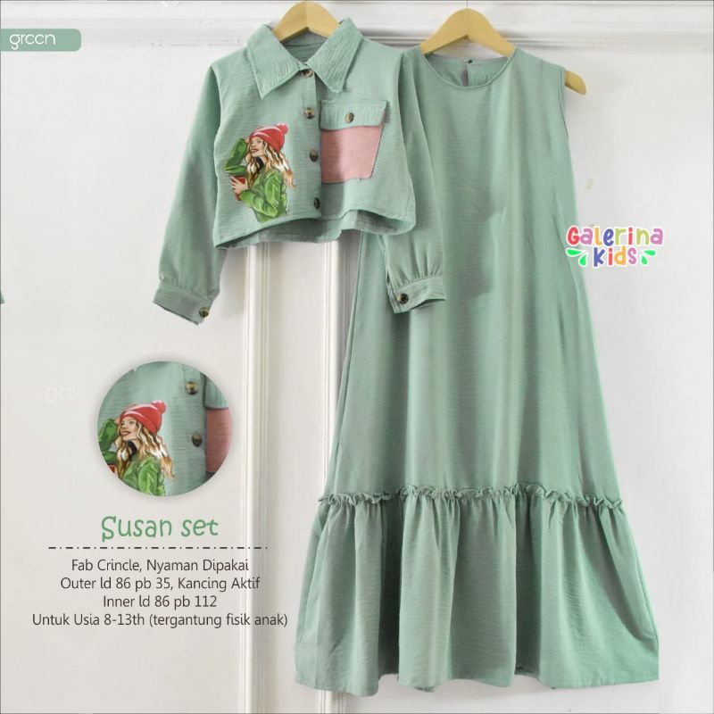SUSAN SET TEEN Gamis Polos Remaja with Outer