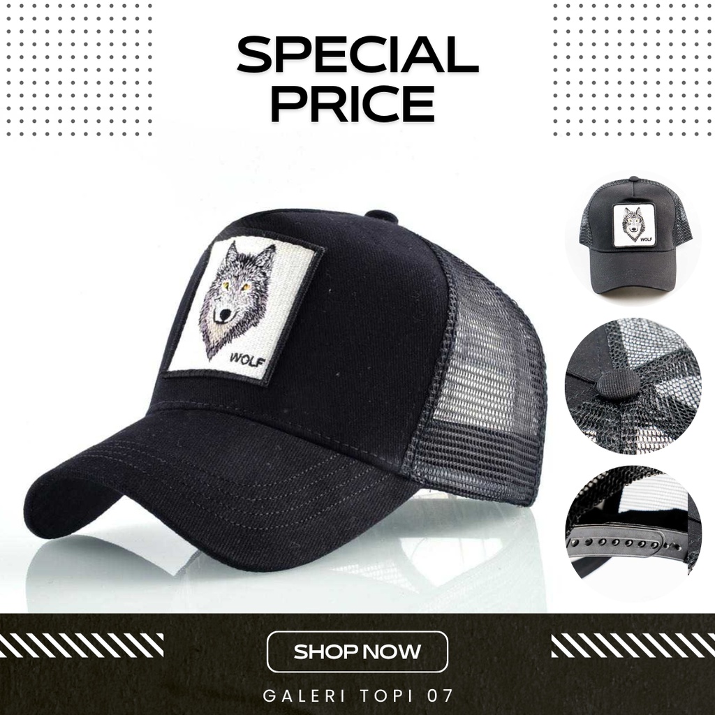 Topi Trucker Baseball Wolf Topi EFG Premium Pria Wanita All Size