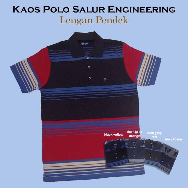Kaospolos - Kaos kerah pria saku dewasa salur engginering stripe lengan pendek 7884