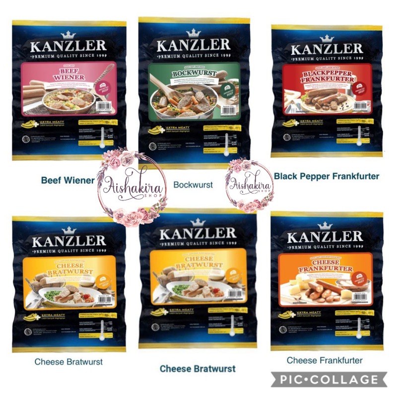 Kanzler sosis 360gram isi 5pcs| Bockwurst | cheese frankfurter | bratwurst | wiener | blackpaper