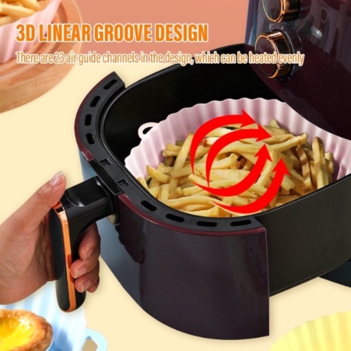 【COD】Loyang Air Fryer/Round Air Fryer Silicone Pot/Air Fryer Loyang Silikon Dapat Digunakan Kembali