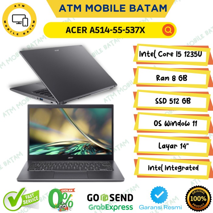 LAPTOP ACER ASPIRE A514-55-537X 14"FHD,i5-1235U,8GB,512GB,Win 11, Grey