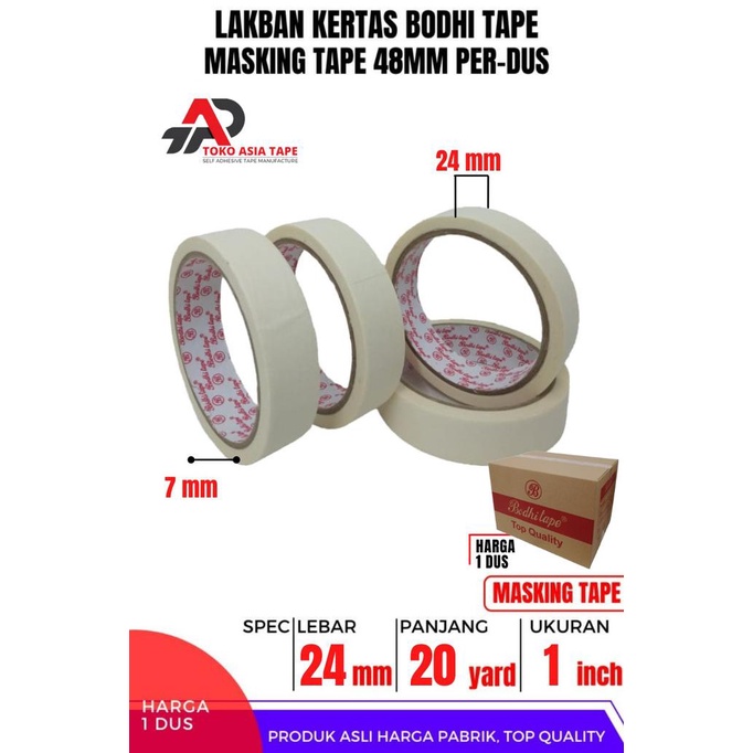 

MASKING TAPE / LAKBAN KERTAS 24MM X 20YARD BODHI TAPE 1 DUS