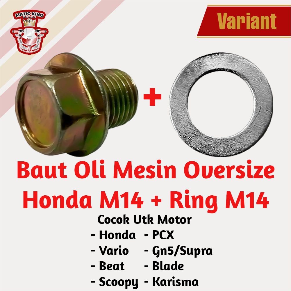 Baut tap oli mesin bawah Honda Beat Vario Scoopy PCX Gn5 Supra Karisma M12 Standar M14 Oversize