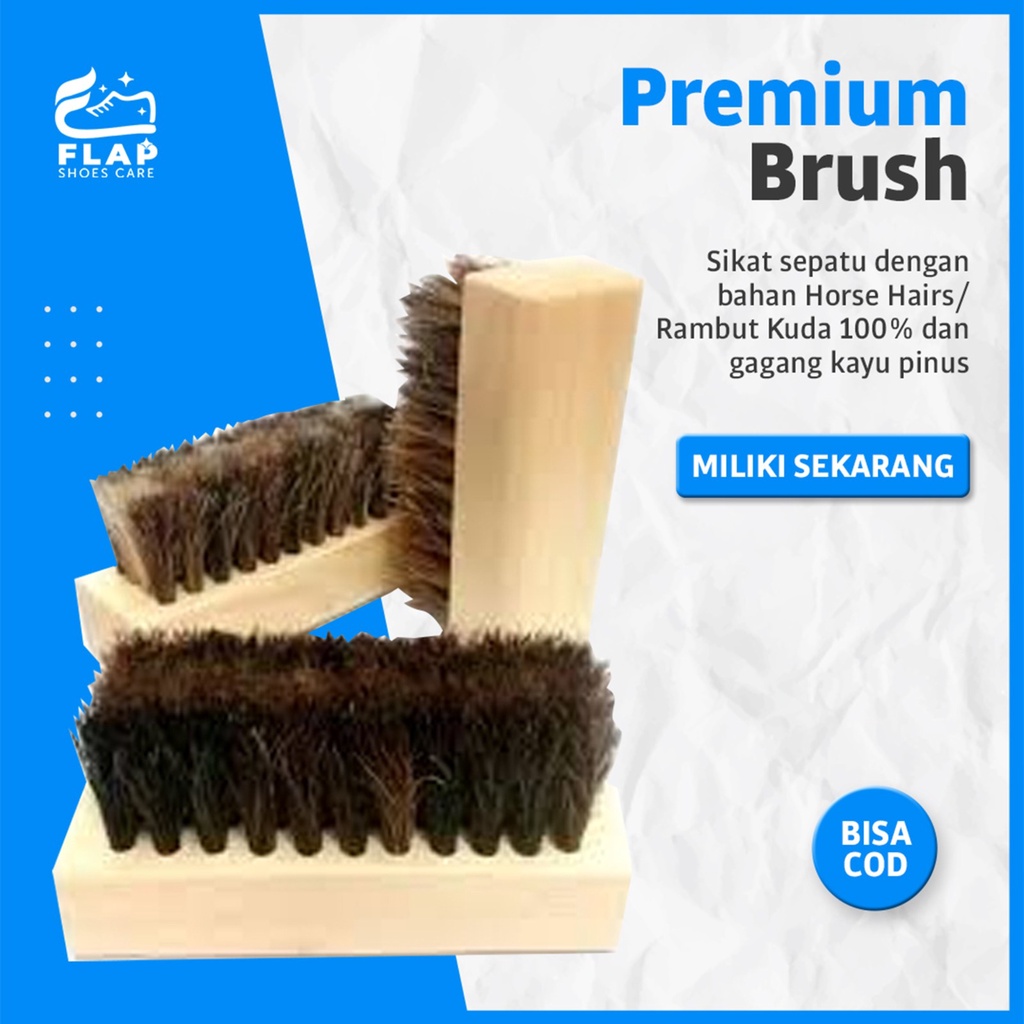 Sikat Perawatan Sepatu Bulu Kuda Horse Hairs Premium Bahan Pinus Shoes Shoe Brush Cleaner Care