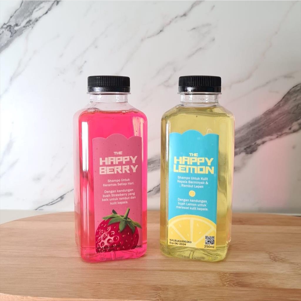 HAPPY LEMON / STRAWBERRY SHAMPO RAMBUT BERMINYAK ANTI LEPEK MENYEHATKAN KULIT KEPALA UNTUK KERAMAS SETIAP HARI  250ML