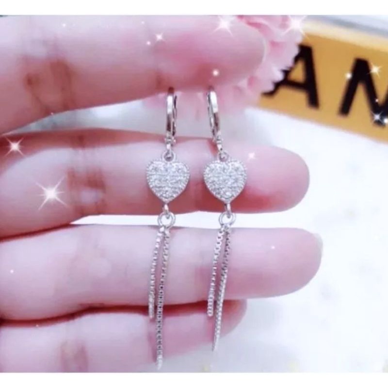 Anting Jepit Jurai Love Silver Anting Titanium Anti Luntur Anti Karat