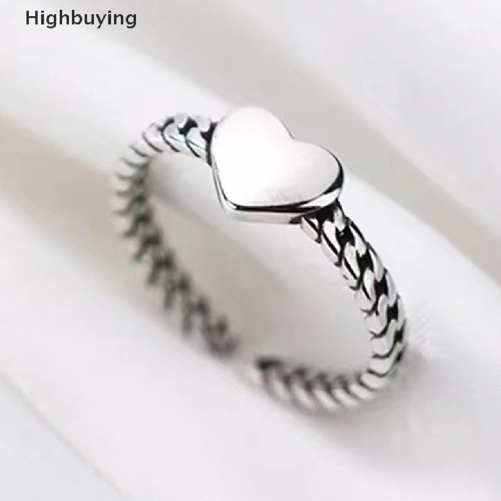 Hbid925 Sterling Silver Fashion Romantis Wajah Tersenyum Hati Cinta Memutar Pembukaan Jari Cincin Untuk Wanita Pesta Pernikahan Perhiasan Halus Glory