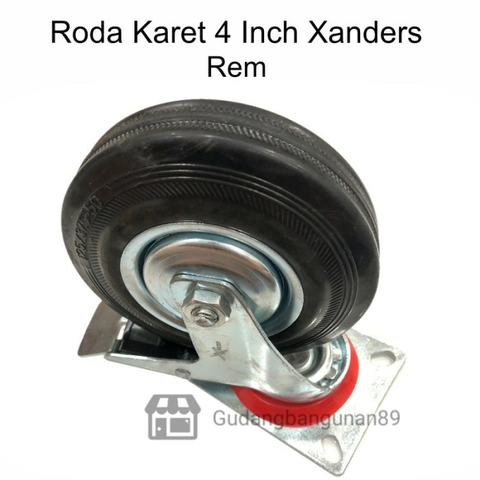 Roda Troli Etalase Karet Hitam Xanders 4&quot; in Mati Hidup Putar Rem PCS