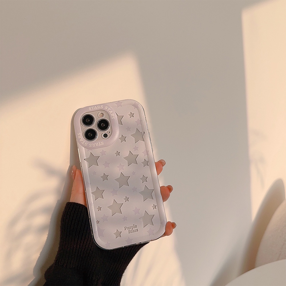 IPHONE Cover Casing Ponsel Anak Perempuan Hologram Aurora Bintang Musim Semi Warna Cahaya Untuk Iphone11 12 13 14 PLUS PRO MAX Soft Shell