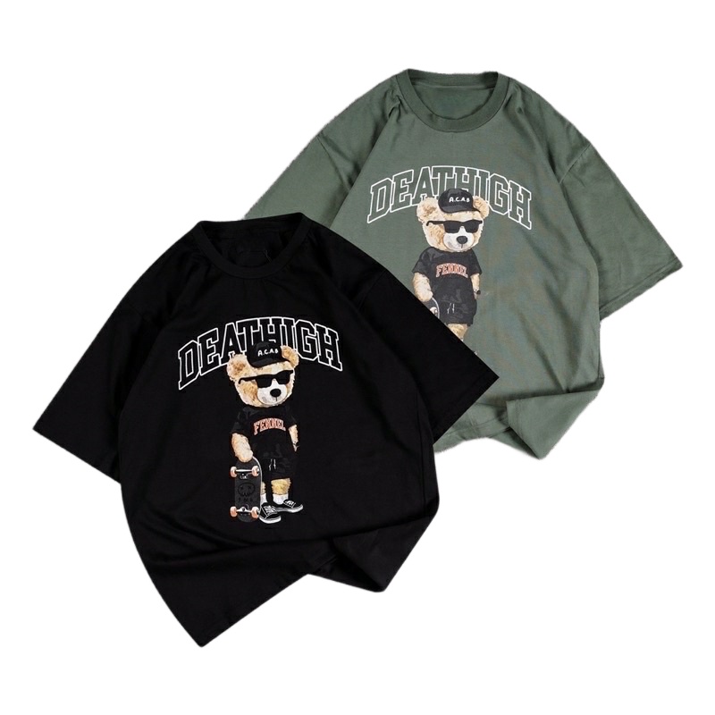 Kaos Cotton Combed Oversized Distro Cowok/Cewek Motif DEATHIGH A•C•A•B