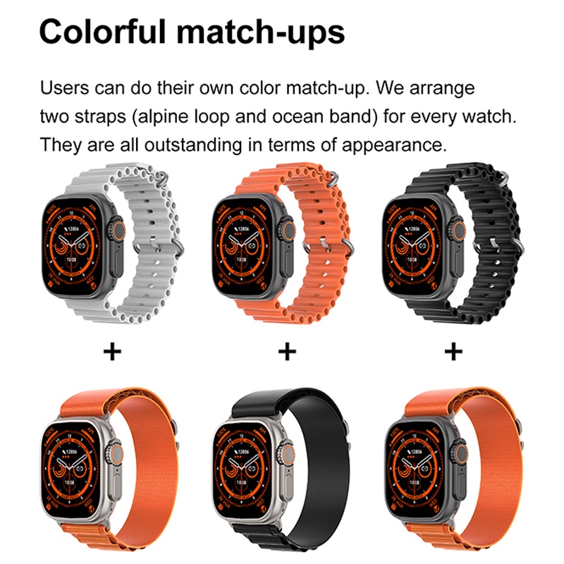 GARANSI✅DTNO.1 DT8 Ultra Max IWO PRO Series8 Ultra SmartWatch 49mm NFC 2.1 inches Infinite Screen Body Temperature Square Screen Bluetooth Call IP68 Waterproof Long Standby 380mAh Watches Heart Rate Monitor Fitness Tracker Wear Pro Smartwatch Topfine