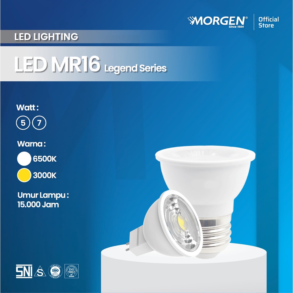 MORGEN LED MR16 Legend 5/7W  E27/GU(Tusuk) 6500K/3000K