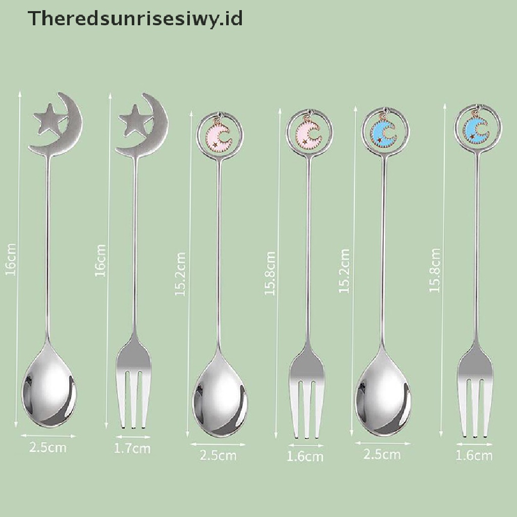 # Baju Lebaran # Eid Mubarak Star Moon Pendant Stainless Steel Sendok Garpu Dekorasi Peralatan Makan Ramadhan~