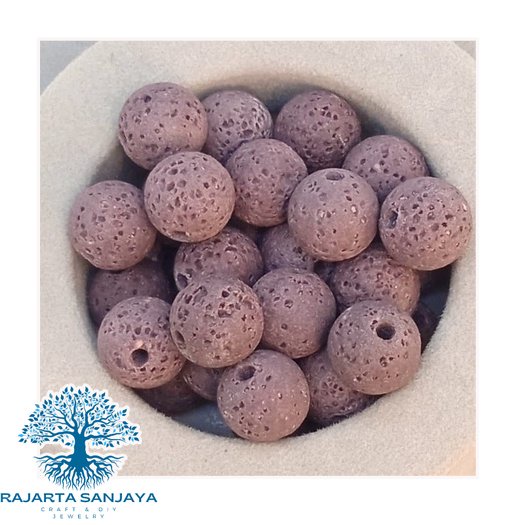 Butir Batu Lava Coklat Ungu 8mm
