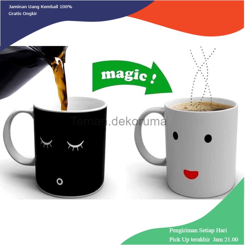 TD - GLS Color Changing Magic Mug Cangkir Sensitif Suhu Motif Smile Face - Y-03