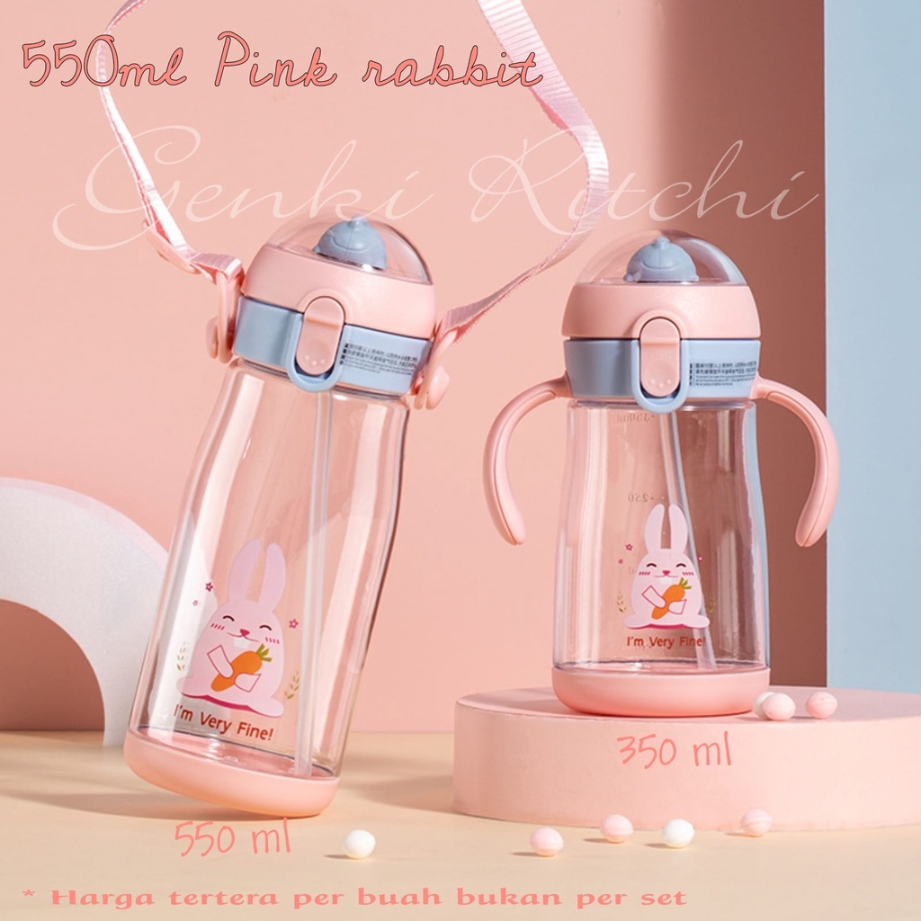 BOTOL MINUM TRITAN BPA FREE BUBBLE POP 550ML DENGAN SEDOTAN &amp; TALI