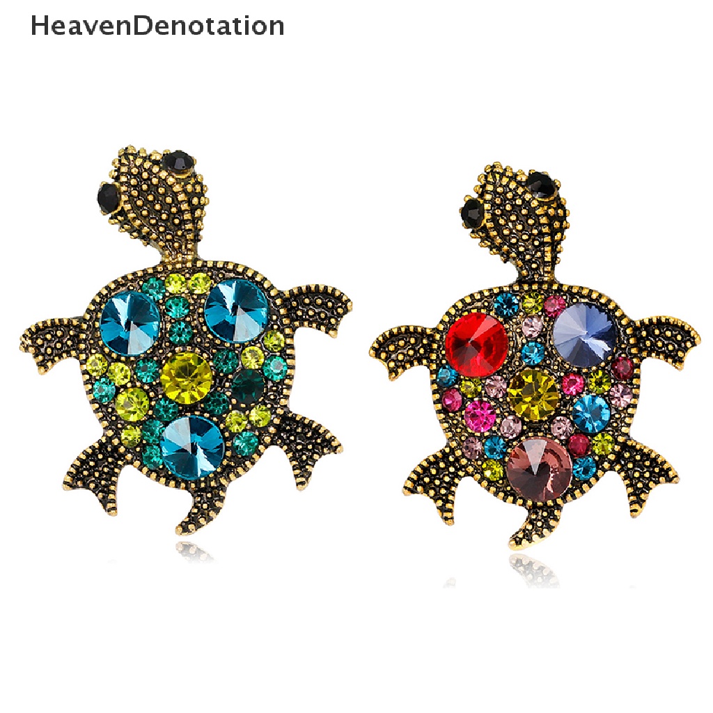 [HeavenDenotation] Kepribadian Lucu Retro Kecil Turtle Bros Berlian Imitasi Hewan Turtle Brooch HDV