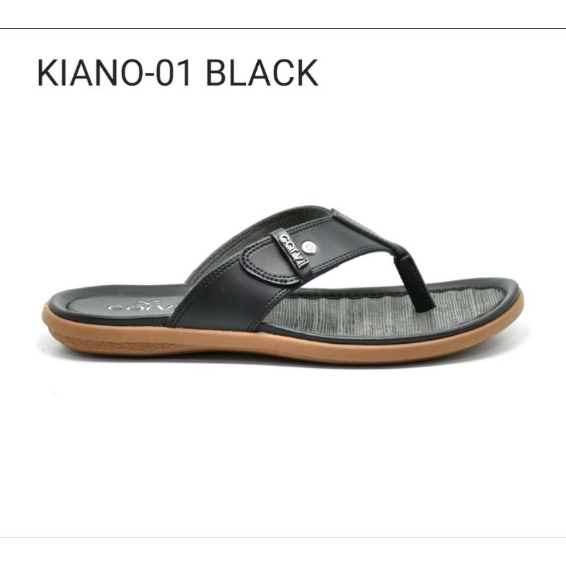 Carvil KIANO-01 BLACK | Sandal Casual Pria Original Carvil Empuk Tidak Licin Keren Trendy Nyaman di Kaki