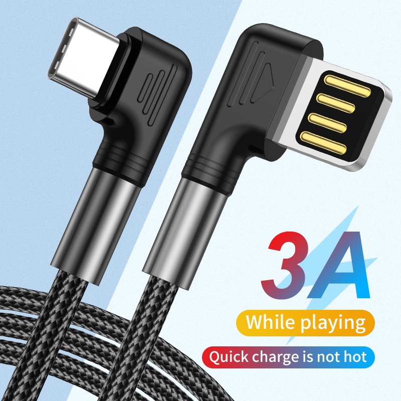 Kabel charge Cepat 3A elbow Type-c Kabel Pengisian Cepat Data Usb Charger