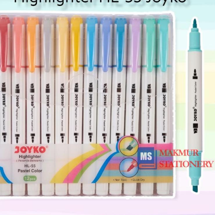 

New Stock Highlighter/Penanda Joyko Pastel 12 Warna (1 Set) HL-55