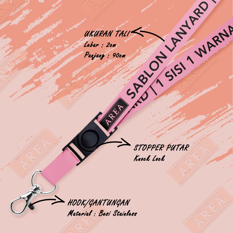 

lanyard Sablon 1 Warna 1 Sisi Custome/Lanyard Pink Sablon Custome