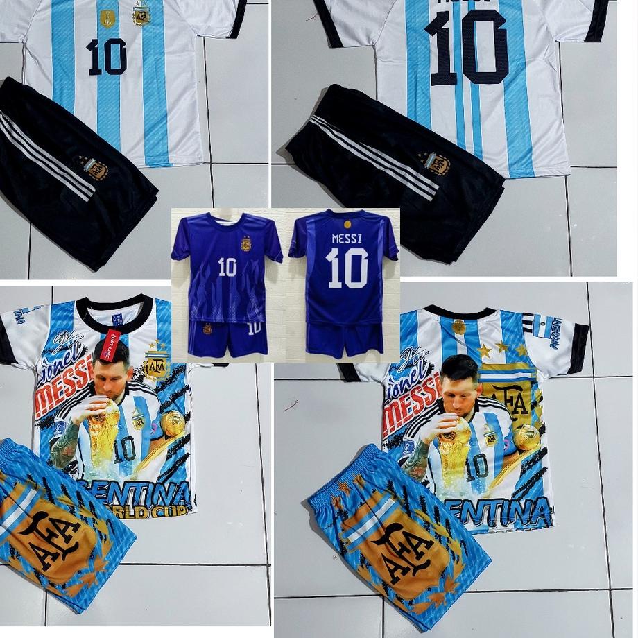 12.12 Flash Sale SETELAN MESSI SETELAN BAJU BOLA ARGENTINA/BAJU BOLA ANAK ARGENTINA MESSI murah