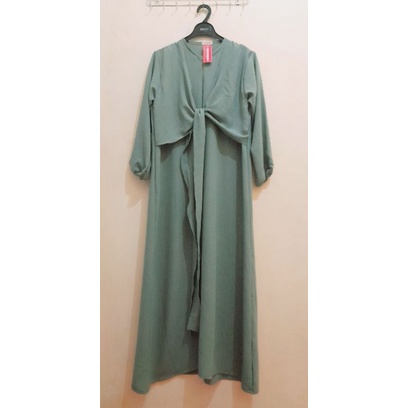 Gamis Crinkle Warna Sage Green