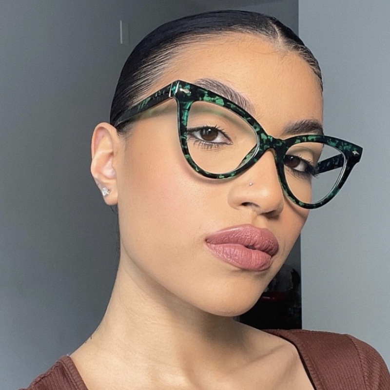 Kacamata Cat Eye Anti Radiasi Wanita Pria Kacamata Aesthetic Lensa Yang Dapat Diganti Frame Kacamata Retro Eropa