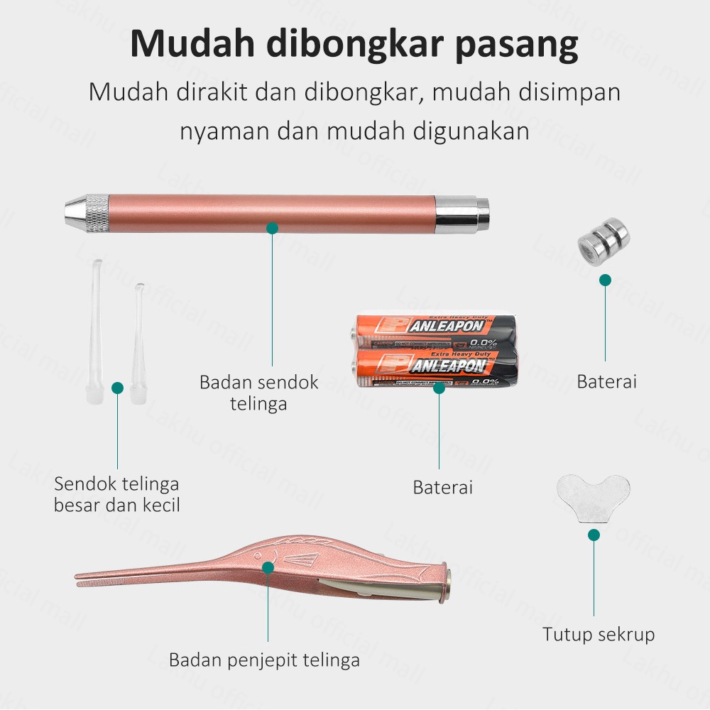 Lakhu Korek Kuping earpick LED Lampu Senter | Alat Pembersih Telinga Anak Bayi dan Dewasa