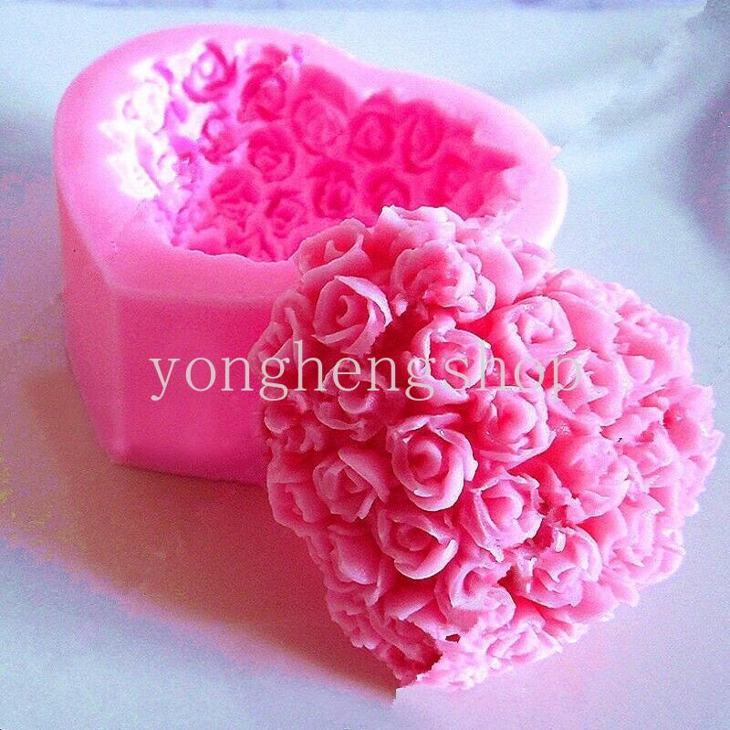 Cetakan Kue / Cokelat / Permen / Sabun Bentuk Bunga Mawar 3D Bahan Silikon Untuk Dekorasi DIY