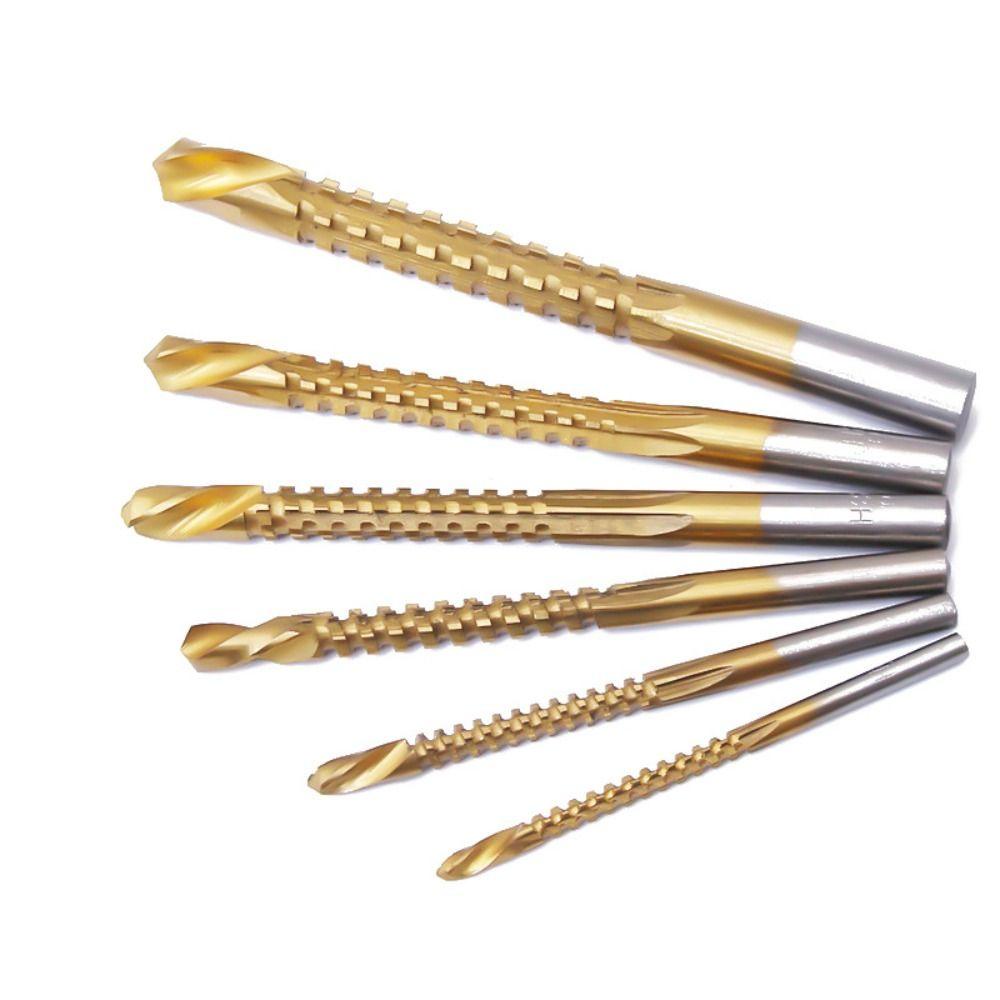 Lanfy Titanium Coated Drill Bit Woodworking Tool 3-8mm Grooving Drill Saw Bukaan Lubang Titanium Milling Cutter Bor Listrik Set Twist Drill Bit