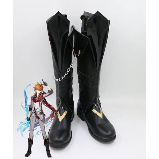 Sepatu  Boots Cosplay Tartaglia/ Genshin Impact Shoes/ Childe Liyue Cosplay
