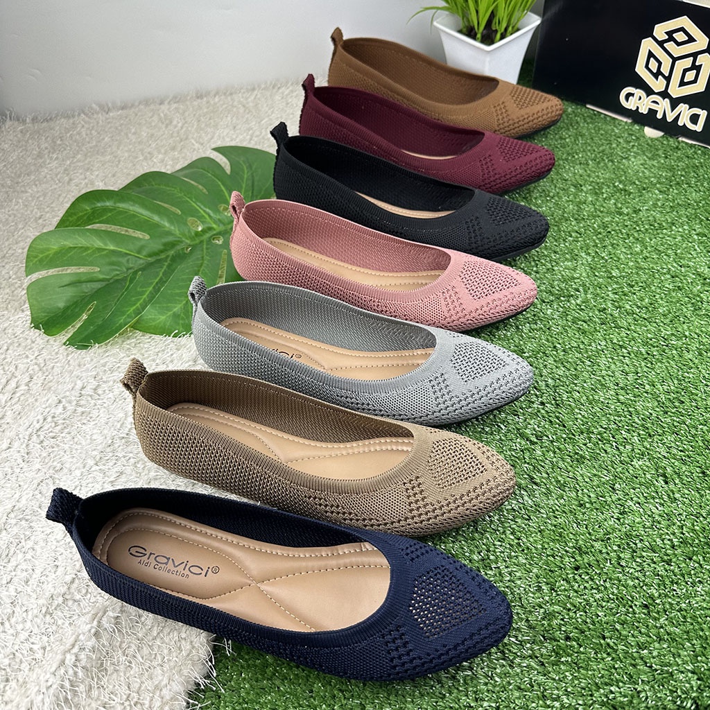 GRAVICI - Sepatu Flat Rajut Import Wanita Elegan DO-06