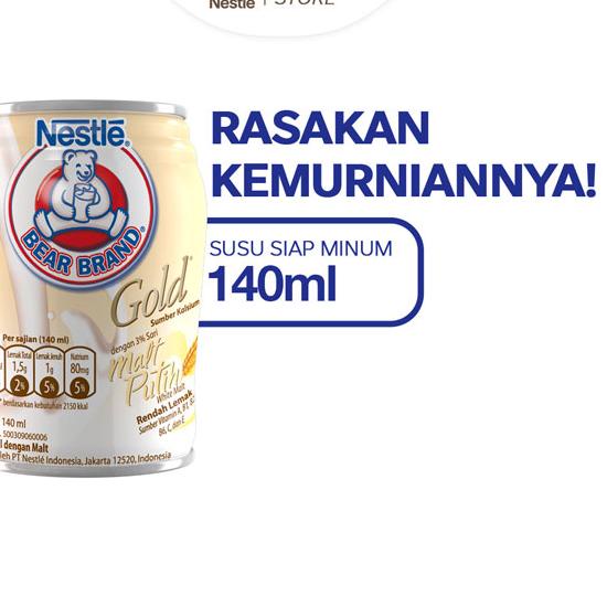 

Terlaris BEAR BRAND Susu Kaleng Gold White Malt Susu Steril 140ml