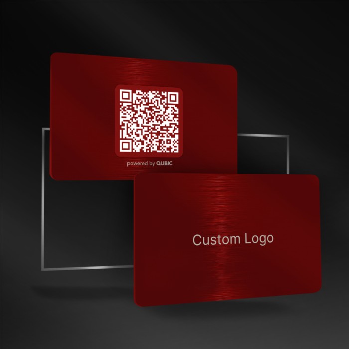 

[[JNT COD]] Qubic Card NFC Smart Business Card Kartu Nama Pintar - Metal - Custom Red