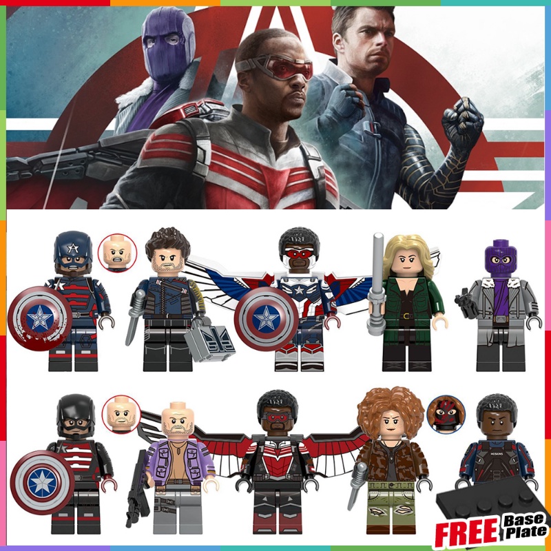 Walker Minifigures Baron Zemo Sharon Super Heros Falcon Captain America Bucky Battle Star Mini Angka Mainan Hadiah