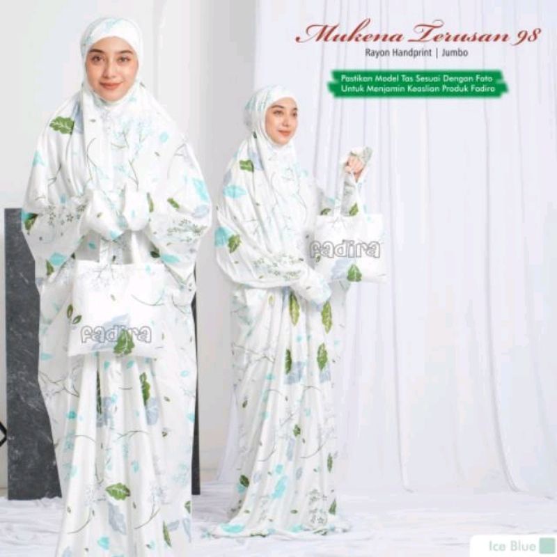 Mukena Terusan Fadira 98, Mukena Terusan Rayon adem, Mukena terusan Motif, Mukena Terusan Putih, Muk