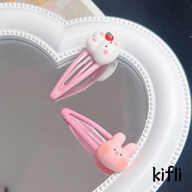 [KD] Musim Dingin Kartun Sisi Poni Klip Hiasan Kepala Gadis Manis Lucu Strawberry Bunny Hairpin