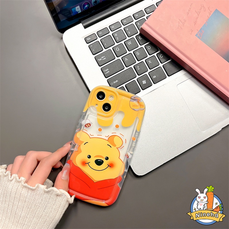 IPHONE Casing Kompatibel Untuk Iphone14 13 12 11 Pro Max X Xr Xs Max8 7 6 6s Plus SE 2020 Cream Kartun Beruang Bantal Udara Silikon Tebal Casing Ponsel Shockproof Soft Case Cover Pelindung