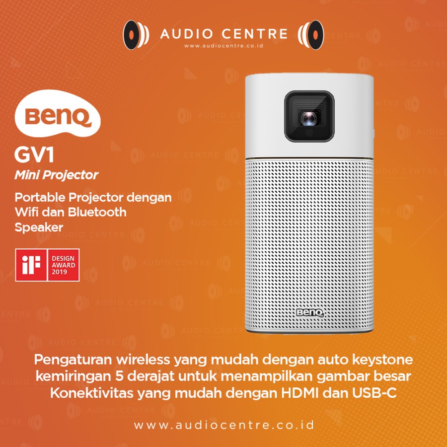Mini Wireless Projector BenQ GV1 Portable Bluetooth Speaker USB-C HDMI