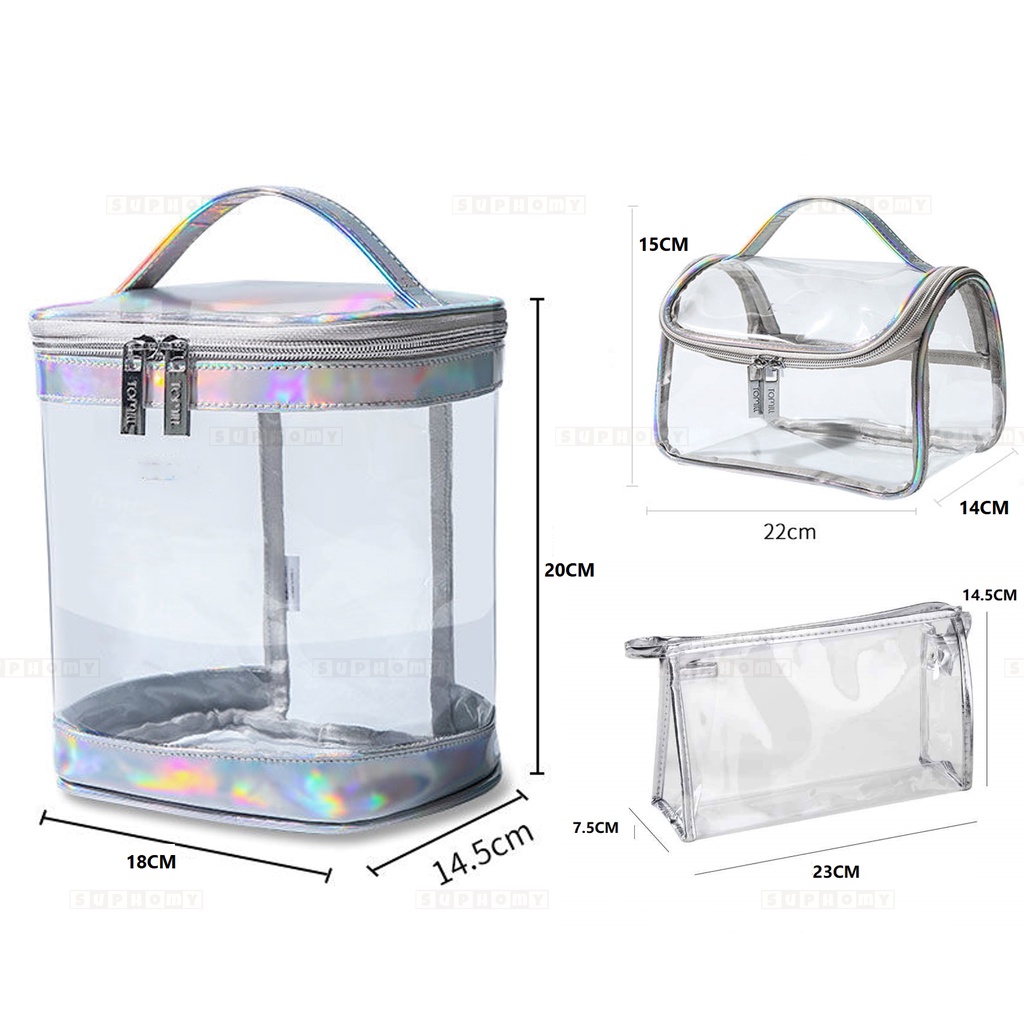 Tas Kosmetik Washbag / Tas Alat MakeUp / Cosmetic Bag Organizer / Tas Make Up Wanita/Tas Kosmetik Anti Air/Tas Kosmetik Travel Transparan /Cosmetic Cube Transparent Clear PVC Toiletries Wash Bag /Pouch Kosmetik